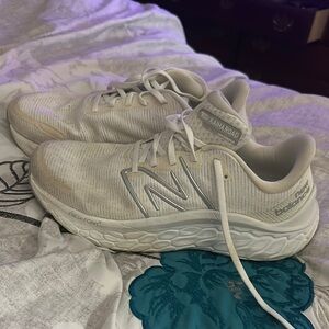 New Balance White Athletic Running Shoes